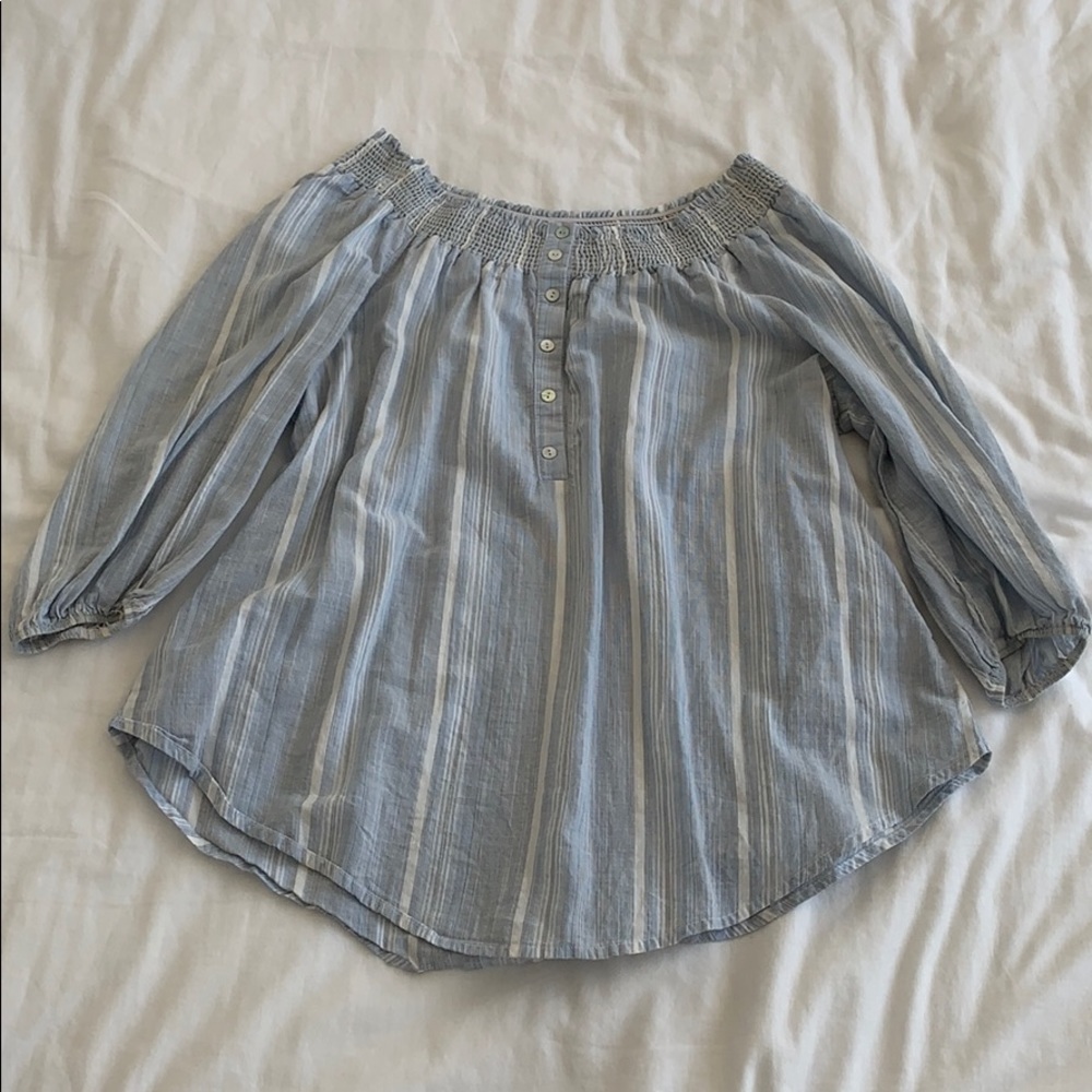 breezy off the shoulder linen blouse